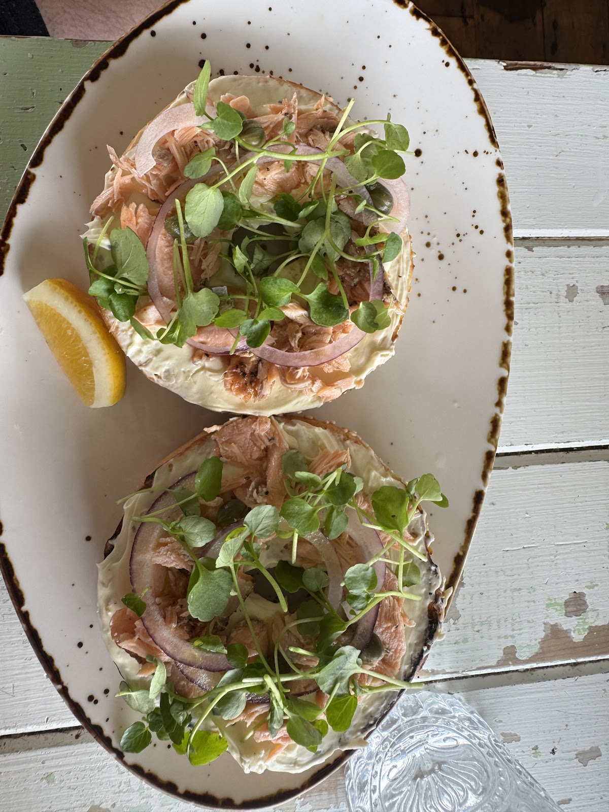 Moby Dick bagels with house-smoked salmon and microgreens